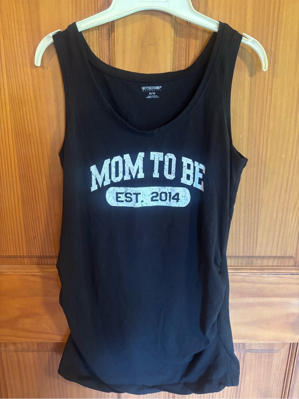 Motherhood Maternity Black Tank Top with White "Mom To Be" Graphic